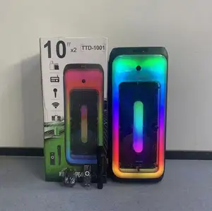 Yeni moda çift 10 inç süper bas parti boombox açık akıllı led ışık/BT/TWS/Hi-Fi taşınabilir hoparlörler