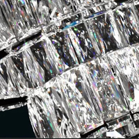 Lustre moderne en cristal en forme d'anneau pour la maison, luminaire LED argenté ou doré, compatible 110-240V et garantie de 2 ans