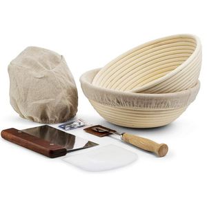 Juego de <span class=keywords><strong>2</strong></span> cestas redondas de 85 cm para masa de pan, de diferentes tamaños, para masa de levadura, con libro de recetas para pan holandés horneado. - Product Image 4
