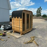 Sauna finlandais moderne pour 2 à 4 personnes, en cèdre rouge, de forme carrée, avec chauffage infrarouge électrique, panneau de commande informatisé, garantie d'un an