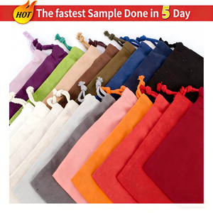 Sac à main en toile de coton recyclée avec logo personnalisé, double cordon, sac à poussière pour chaussures, sac à cordon, emballage de luxe pour bijoux - Product Image 2