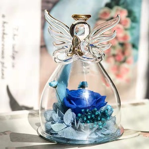 Decorazione conservata <span class=keywords><strong>fiore</strong></span> <span class=keywords><strong>angelo</strong></span> vera rosa regalo fatto a mano <span class=keywords><strong>fiore</strong></span> eterno rosa di lunga durata In cupola di vetro - Product Image 3