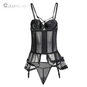 Sexy Della Bamboletta Della Biancheria Da Notte Trasparente Delle Donne Del Merletto <span class=keywords><strong>Nero</strong></span> Vestito Da Notte - Product Image 2