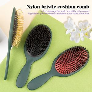 私人高品质黑色橡胶按摩气囊梳子ABS大矩形桨毛刷和野猪刷毛 - Product Image 3