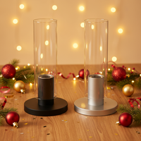 Cheminée bioéthanol cylindrique de luxe sur pied avec plateau en verre, foyer miniature sans fumée, décoration intérieure moderne pour salon