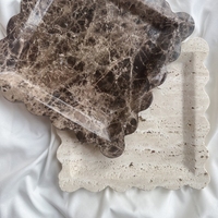 Plateau de rangement décoratif moderne à un seul niveau en marbre naturel sculpté Stonekocc
