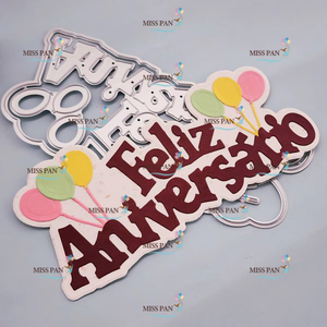 Matrices de découpe en métal « Joyeux Anniversaire » <span class=keywords><strong>portugaises</strong></span> très vendues pour la création de cartes, artisanat fait main, découpe pour scrapbooking - Product Image 3