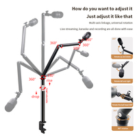 Support de microphone professionnel à articulation mécanique robuste, bras articulé avec gestion de câbles dissimulée, sans bruit, pour microphone SM7B, capacité de charge supérieure à 1,5 kg