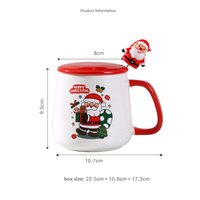 Tasse de Noël Nouvel An Cadeau Décoration Ensemble Tasse En Céramique avec Couvercle et Cuillère Tasse À Café Souvenir