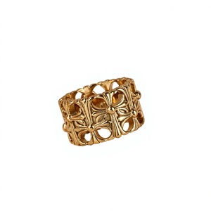 Bague tendance en acier inoxydable <span class=keywords><strong>Ixin</strong></span> avec motif croix et fleur pour femme et homme - Cadeau de fiançailles, de mariage ou d'anniversaire - Product Image 3