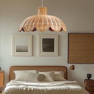 Rattan Pendant <b>Light</b> E27 Round Single-head Chandelier For <b>Dining</b> Table Bar Counter Bedroom Tea Room - Product Image 2