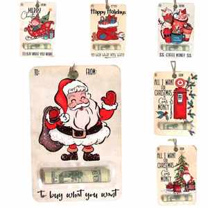 Articles de fête : Distributeur de billets en bois Père Noël, Décoration suspendue pour sapin de Noël, Cadeaux fantaisie, Porte-billets de Noël - Product Image 1