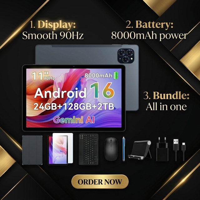 Factory OEM Global 1920*1200 Android 16 Tablet 11 Inch Capacitive Screen New AI for Business & Gaming Android Tablet