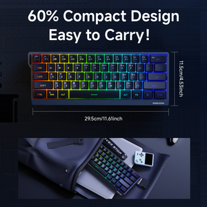 Teclado Inalámbrico EWEADN F61 de 61 Teclas PBT con Retroiluminación LED, Tres Modos (Bluetooth 5.0, 2.4G, USB), Portátil, Nuevo - Product Image 5