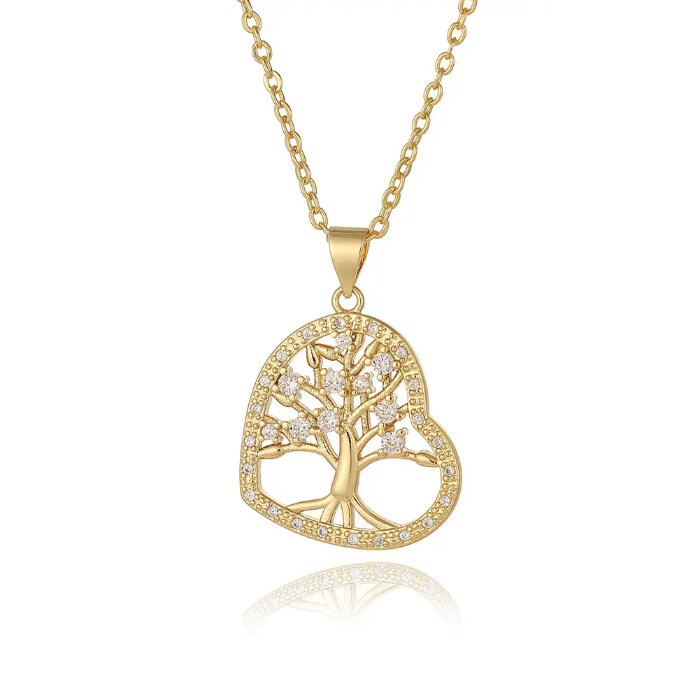 MIENTER hot style diamond heart pendant necklace luxury women moon star tree of life gold plated necklaces
