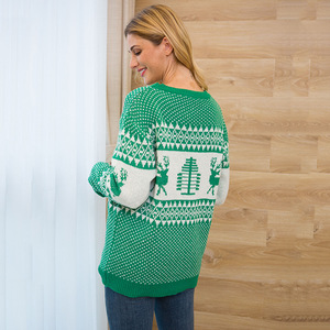 2020 Renne hiver 100% Acrylique <span class=keywords><strong>Amazon</strong></span> Jacquard <span class=keywords><strong>De</strong></span> Noël <span class=keywords><strong>Pull</strong></span> O-cou à manches longues <span class=keywords><strong>pull</strong></span> <span class=keywords><strong>pull</strong></span> Pour Les Femmes - Product Image 3