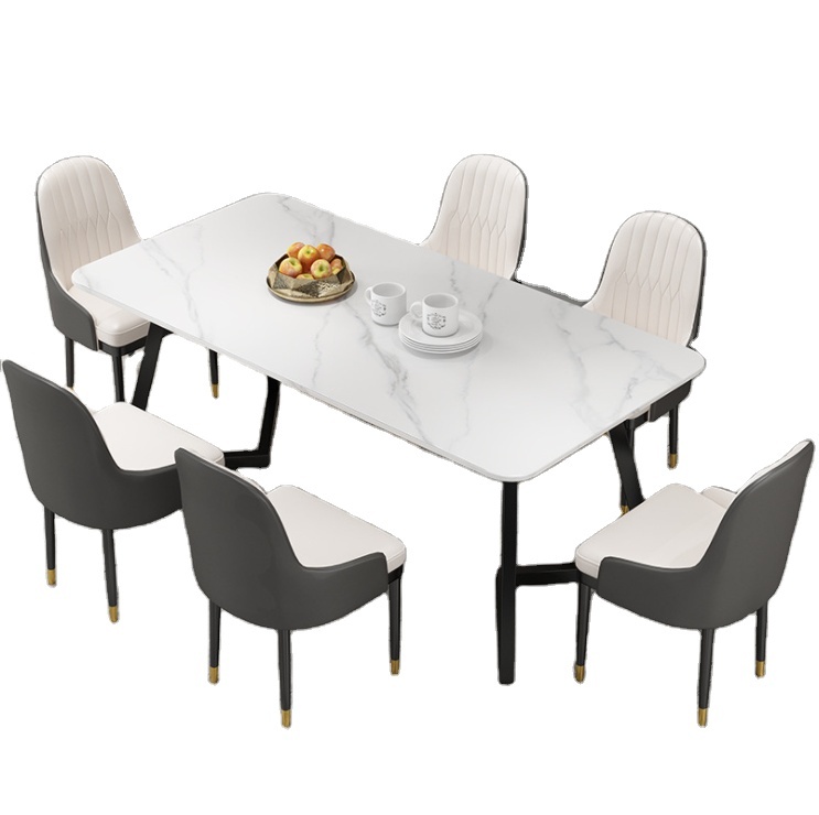 Light luxury rock plate table net red restaurant simple dining table and chair combination milk tea shop leisure negotiation