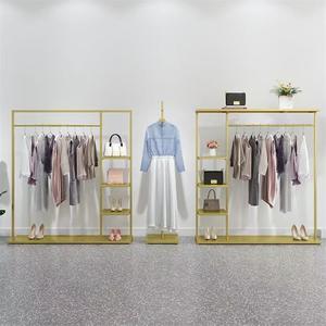 Perchero de Metal Dorado con Estantes, Perchero Resistente <span class=keywords><strong>para</strong></span> Ropa, <span class=keywords><strong>para</strong></span> Boutique o Almacenamiento en el Hogar - Product Image 4