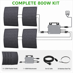 Kit de Panel Solar Flexible de 800W con <span class=keywords><strong>Microinversor</strong></span>, <span class=keywords><strong>4</strong></span> <span class=keywords><strong>Paneles</strong></span> <span class=keywords><strong>Solares</strong></span> de 200W <span class=keywords><strong>para</strong></span> Balcón, RV, Techo - Product Image 4