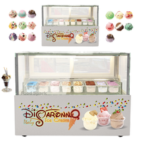 Vitrine réfrigérée à dégivrage manuel, certifiée CE, avec éclairage LED, pour aliments, glaces et desserts.