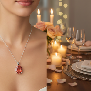 Geometric Shape Zircon Charm <b>Necklace</b> Pendant Engagement Wedding Party Turkish 925 Sterling Silver Jewelry - Product Image 3
