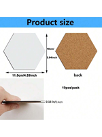 Sous-verre hexagonal vierge pour sublimation, personnalisable, 4 pouces, en MDF, avec dos en liège antidérapant, pour projets DIY, revêtement brillant, écologique HC