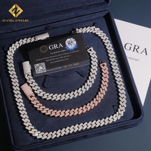 Collar Hip Hop para Hombre, Estilo Miami, Oro Rosa, Plata 925, 10mm, Cadena Cubana con Incrustaciones de Moissanita, Joyería Rock, Precio al por Mayor - Product Image 5