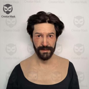 Masque masculin en silicone réaliste de qualité alimentaire pour <span class=keywords><strong>Halloween</strong></span>, Noël, cosplay, fête, carnaval, respirant et réutilisable - Product Image 1