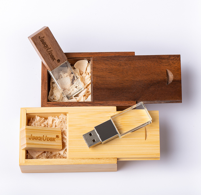 Crystal Wooden Usb Flash Drive U Disk Memory Stick 4gb 8gb 16gb 32gb 64gb Wedding Gift Pendrive