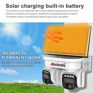 Kamera keamanan tenaga surya, kamera keamanan matahari luar ruangan lensa ganda tampilan 355 ° kekuatan Baterai untuk keamanan rumah Warna penglihatan malam - Product Image 3