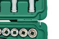 SATA 09004 Jeu de douilles 3/8 de 60 pièces, clé à cliquet, rallonge, joint universel, kit d'outils manuels pour l'entretien automobile, métal et plastique