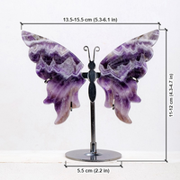 Ailes de papillon en cristal naturel sculptées à la main avec support en métal, pierre de guérison, ornement de papillon sculpté à la main, décoration de la maison, cadeau