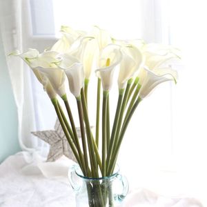O-X055 Bouquet de mariée en lys calla artificiels effet naturel, vente en gros, fleurs artificielles blanches et roses, lys calla artificiels - Product Image 2