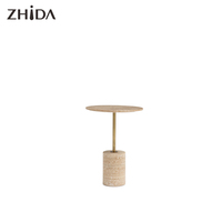 Table basse ronde extensible en travertin Zhida pour salon, mobilier de maison au design contemporain