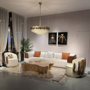 Juego de Muebles de Sala de Estar Modernos y Lujosos, Sofá Modular Tapizado en Tela de Cuero, para Villa, <span class=keywords><strong>Hotel</strong></span>, Apartamento - Product Image 3
