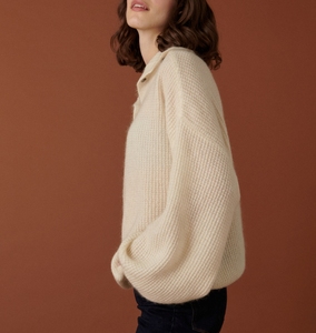 Áo len dệt kim thời trang thường ngày thiết kế màu trơn dáng rộng có khuy cài len mohair dành cho nữ - Product Image 4