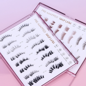 Vente en gros de faux cils à effet 3D, sans colle, emballage personnalisé, fournitures pour cils en bande, cils pré-collés, demi-cils - Product Image 2