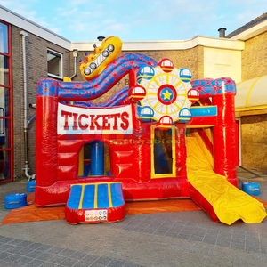 Commercial grade kids party bouncer jumping house combo springkussens inflatable ticket bouncy castle with <b>slide</b> - Product Image 1