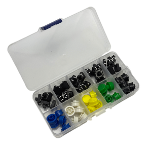 Kit de 25 Interruptores Táctiles de Botón, 12x12x7.3mm, Microinterruptor Momentáneo con Tapas Redondas de 5 Colores para Proyectos Electrónicos DIY <span class=keywords><strong>Arduino</strong></span> - Product Image 5
