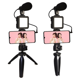 Microphone à condensateur avec trépied et éclairage LED pour caméra photo et vidéo professionnelle, téléphone pour interview, enregistrement en direct, <span class=keywords><strong>YouTube</strong></span> - Product Image 2