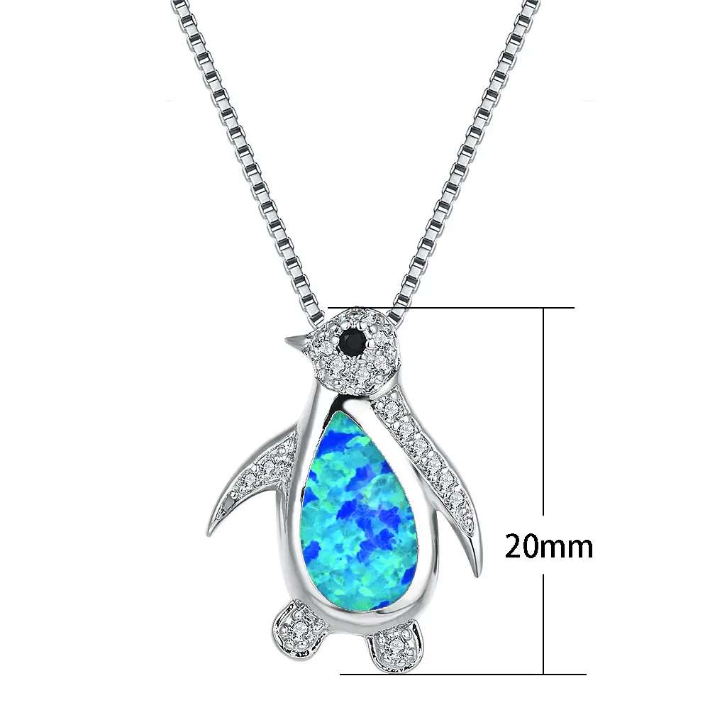 Bán buôn đáng yêu chim cánh cụt Opal Mặt dây chuyền vòng cổ