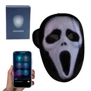 Aplicación Bluetooth transformación facial programable aterrador Halloween LED fiesta máscara cara imágenes horror Halloween LED máscara