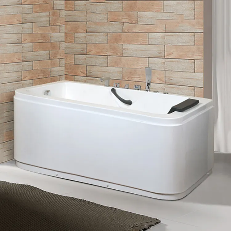 Grosir bak mandi pijat akrilik dengan pegangan bak mandi air panas pusaran air jet dalam spa besar untuk 1 orang