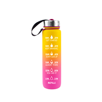 Bouteille d'eau dégradée avec sangle de transport, anti-fuite, sans BPA, en plastique, portable, pour voyage