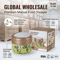 Picador Manual de Verduras con Cuchilla de Acero Inoxidable 420, Todo en 1, para Picar, Rebanar y Triturar Cebolla, Ajo, Verduras y Frutas