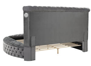 Queen 5-Piece Modern <b>Convertible</b> Tufted Wood Bedroom Set in Gray for Apartment & Hotel Use - Product Image 3