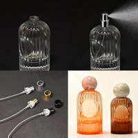 Bouteille en verre côtelé de 1,3/3,3 oz avec bouchon sphérique en marbre, récipient de qualité supérieure pour huile essentielle, parfum, aromathérapie, lotion cosmétique