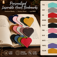 Penanda Buku Bentuk Hati dari Kulit Sintetis yang Dapat Diukir Laser, Penanda Halaman Sudut Kustom, Hadiah untuk Pembaca, Penanda Buku Hati untuk Promosi dengan Pengukir Laser