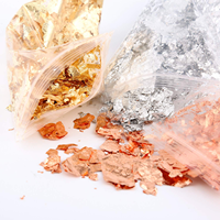 3 paquets de paillettes dorées pour dorure à la feuille d'or, paillettes métalliques dorées pour nail art, peintures, loisirs créatifs, arts en résine