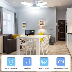 Ventilateur de plafond moderne avec lumière LED 3500K blanc chaud, abat-jour en papier, télécommande, économie d'énergie, CRI élevé pour salon - Product Image 1
